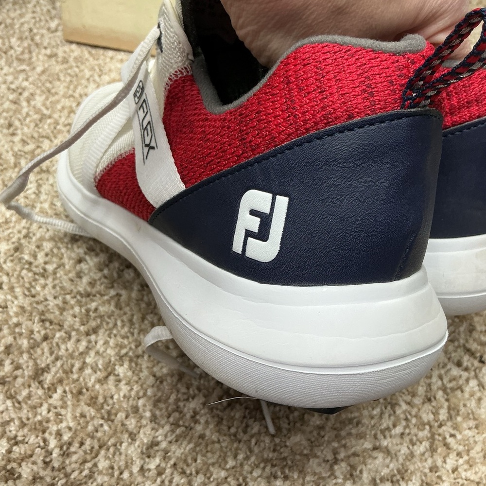 FootJoy White and Red Athletic Golf Shoes - Flex - Picture 7 of 9